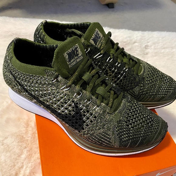 Nike Shoes - Nike Flyknit Racer Olive Green